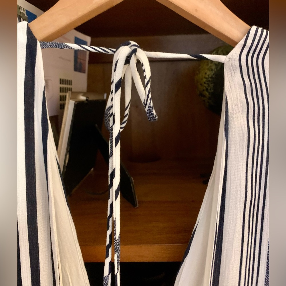 Lulu’s Off-White/Black Striped Romper Jumpsuit Size L - Picture 6 of 11